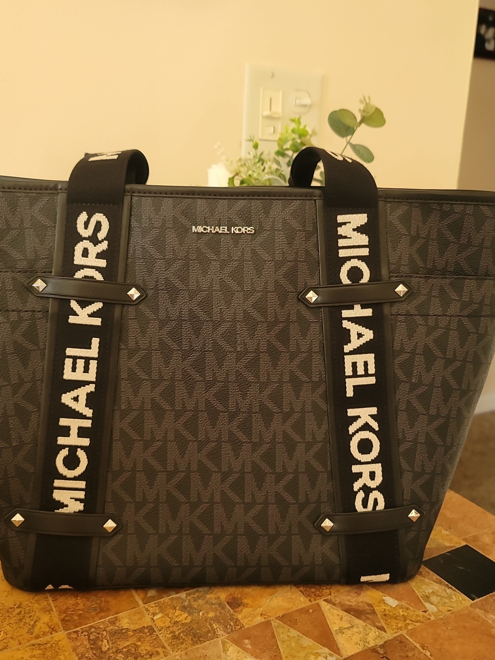 Michael Kors Women's Black Logo Tote Bag